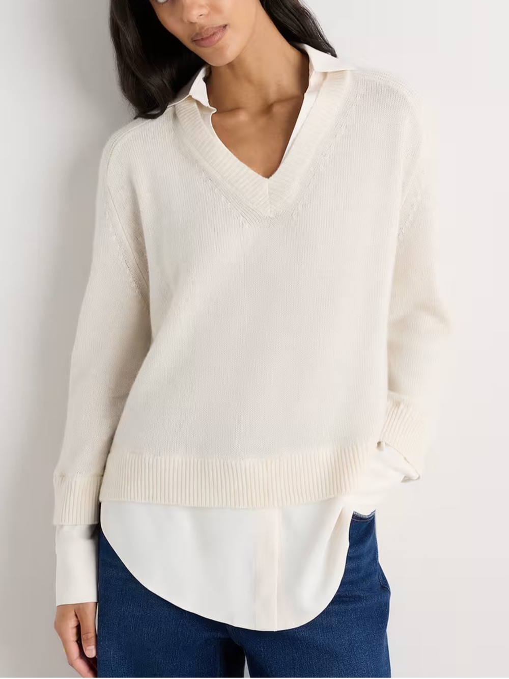 Quince cashmere mixed media layered sweater NWT
